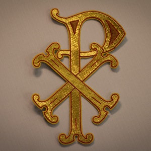 Chi Rho Bullion Gold Applique for Liturgical Vestments and Chasubles