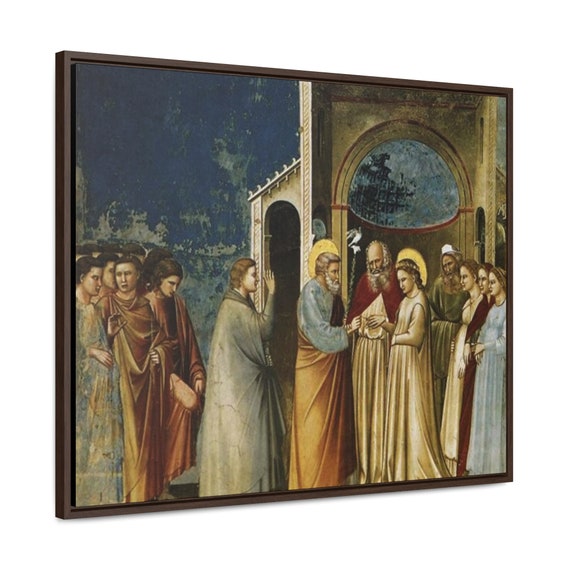 Renaissance Homer Decor the Marriage of the Virgin Giotto Di Bondone C.  1305 Premium Framed Wrapped Canvas 