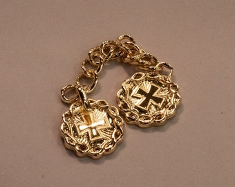 Morse Clasp with Cross and Wreath Design for Priest Copes and Church Vestments - Gold