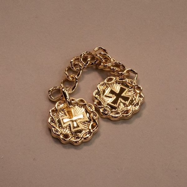 Morse Clasp with Cross and Wreath Design for Priest Copes and Church Vestments - Gold