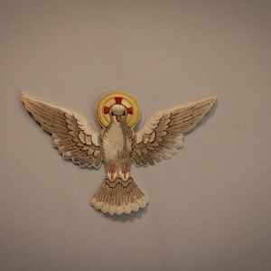 Silk Embroidered Dove Applique for Church Vestments