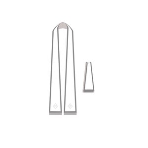 May include: White liturgical stole with gray trim and a cross design. The stole is a long, narrow piece of fabric worn by clergy during religious services.