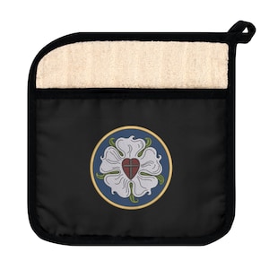 Pot Holder with Pocket Christian Luther Rose Reformation Gift For Pastor Lutheran Gifts