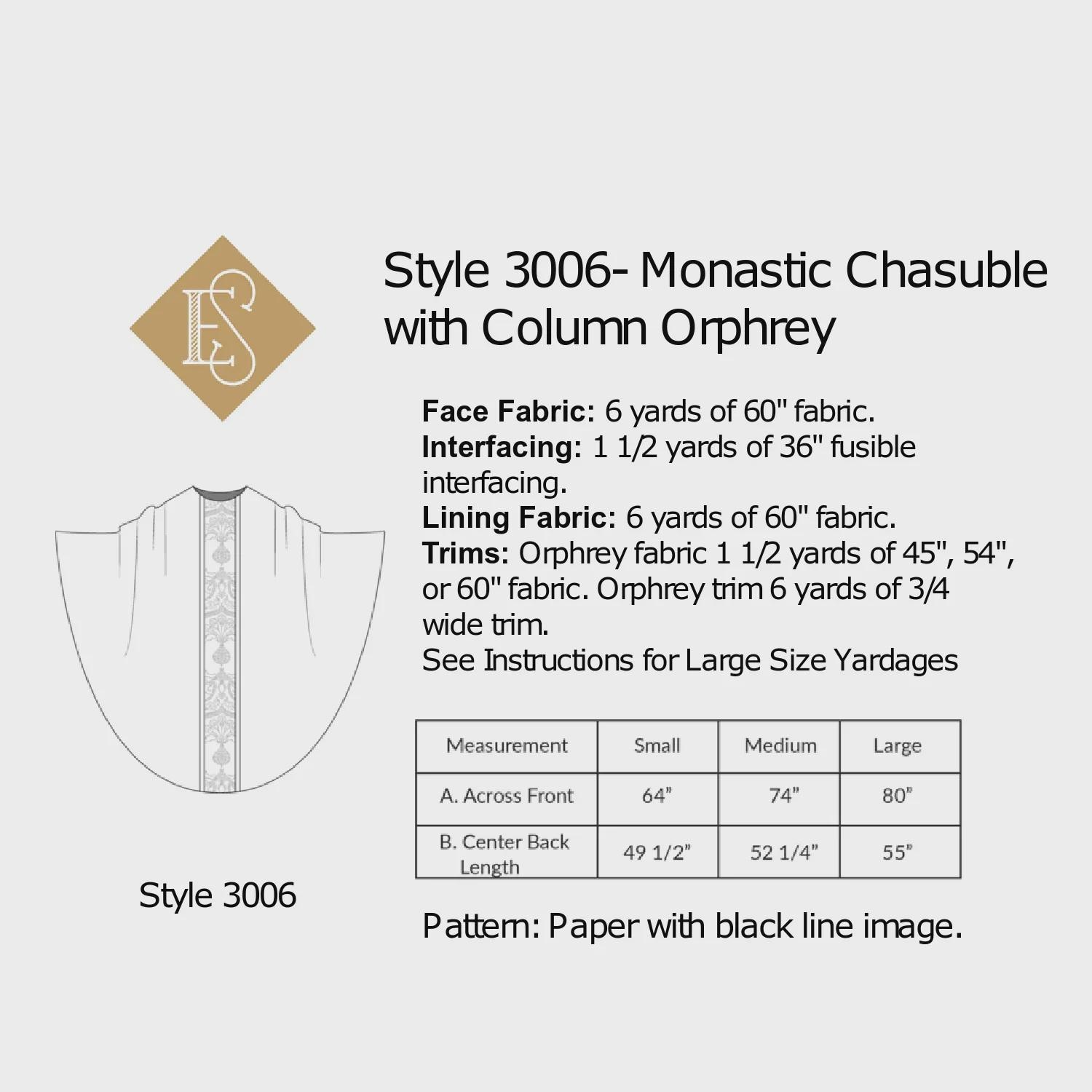 Monastic Chasuble Sewing Pattern Style 3006 for Clergy Priest Chasuble ...