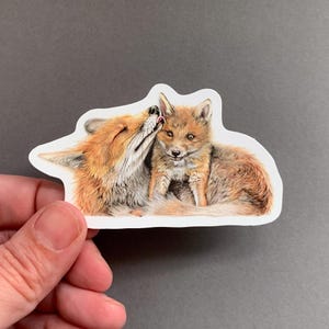 Mother Fox and Cub – Vinyl Wildlife Sticker