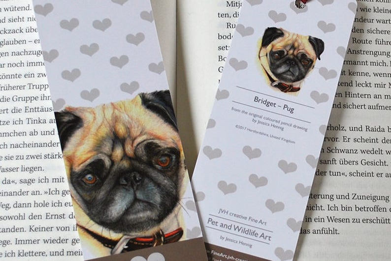 Pug Dog Paper Bookmark - Etsy