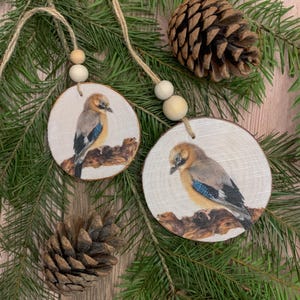 Eurasian Jay – Bird, Animal, Wood Slice Ornament, bird lovers gift