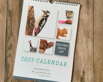 Wall Calendar 2023 – Coloured Pencil, Animal Art