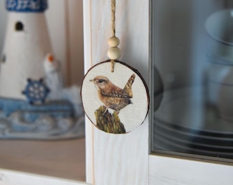 Wren, Bird – Animal Wood Slice Ornament – Bird lover gift