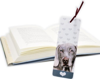 Weimaraner Bookmark, glossy paper bookmark, gift idea for lovers of this working dog breed, letterbox gift