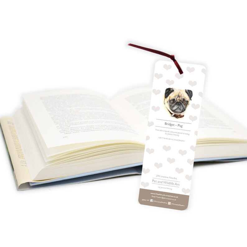 Pug Dog Paper Bookmark - Etsy