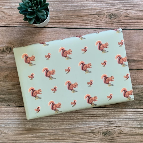 Squirrel Christmas Wrapping Paper. Christmas Paper With a
