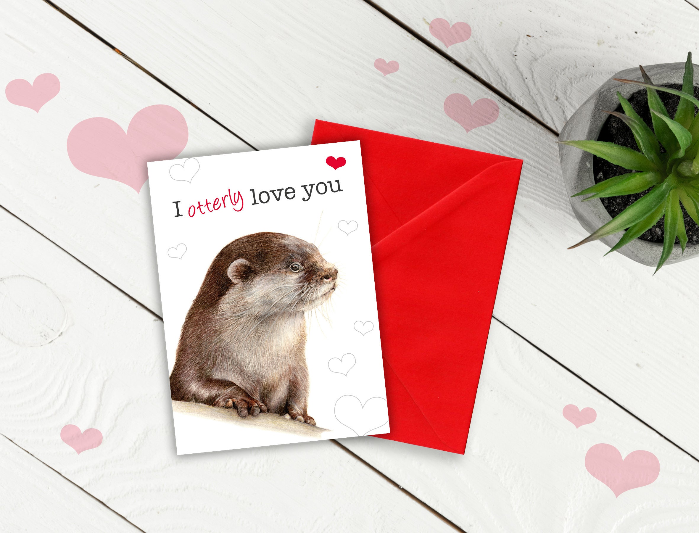 Otter Valentine S Card Otterly Love You Message Etsy Australia