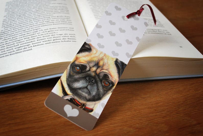 Pug Dog Paper Bookmark - Etsy