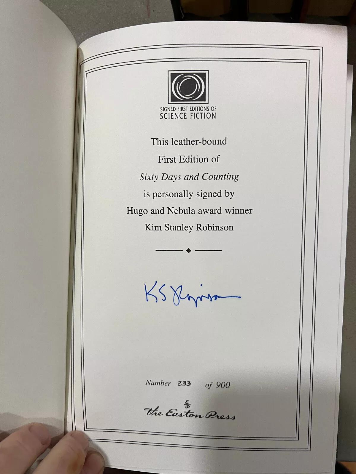Easton Press Sixty Days and Counting - Kim Stanley Robinson SIGNED