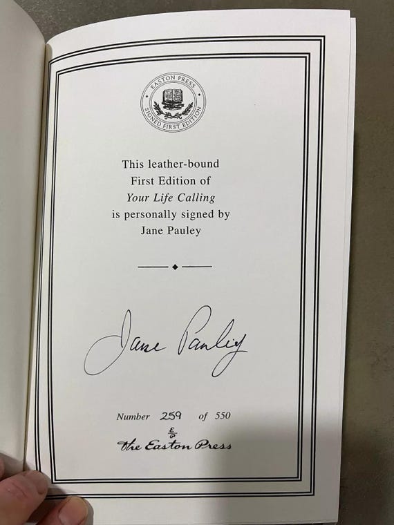 Easton Press Your Life Calling - Jane Pauley SIGNED 1st Edition W