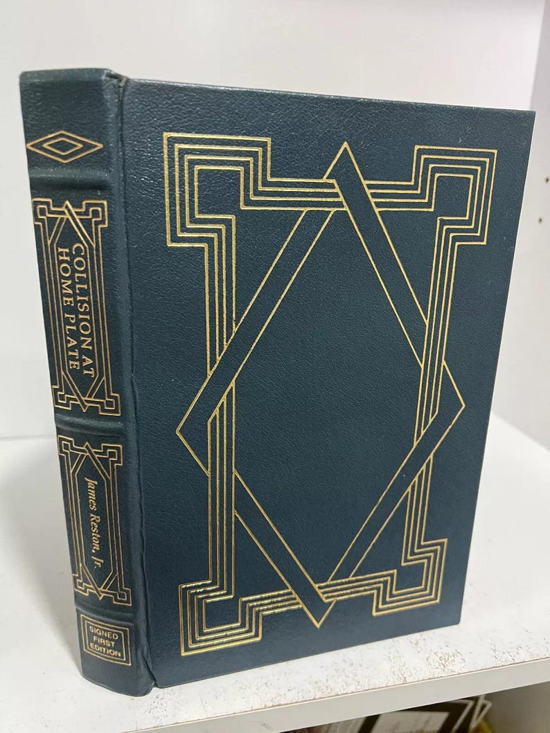 Easton Press Collision at Home Plate - James Reston SIGNED 1st Edition ...