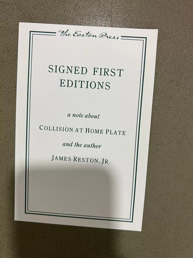 Easton Press Collision at Home Plate - James Reston SIGNED 1st Edition ...