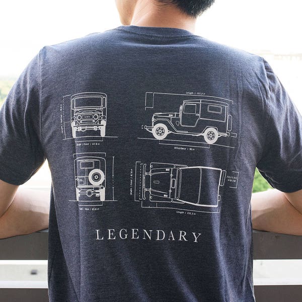 Toyota Land Cruiser FJ40 BJ40 shirt T-shirt Unisex  Legendary Blueprint - Original Design Venture Works - Japanese Classic Car gift idea