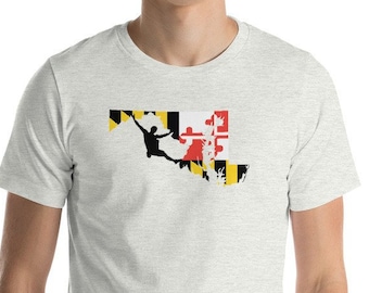 Cool Rock Climbing Maryland State Flag Unisex shirt - MD Pride Apparel - Gift for climbers bouldering - Original design by Venture Works