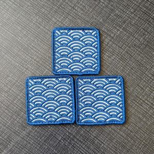 Seighaiha Japanese Waves Pattern morale Patch REFLECTIVE tactical 2x2 square hook loop fastener for Evergoods backpacks pouches sling bags