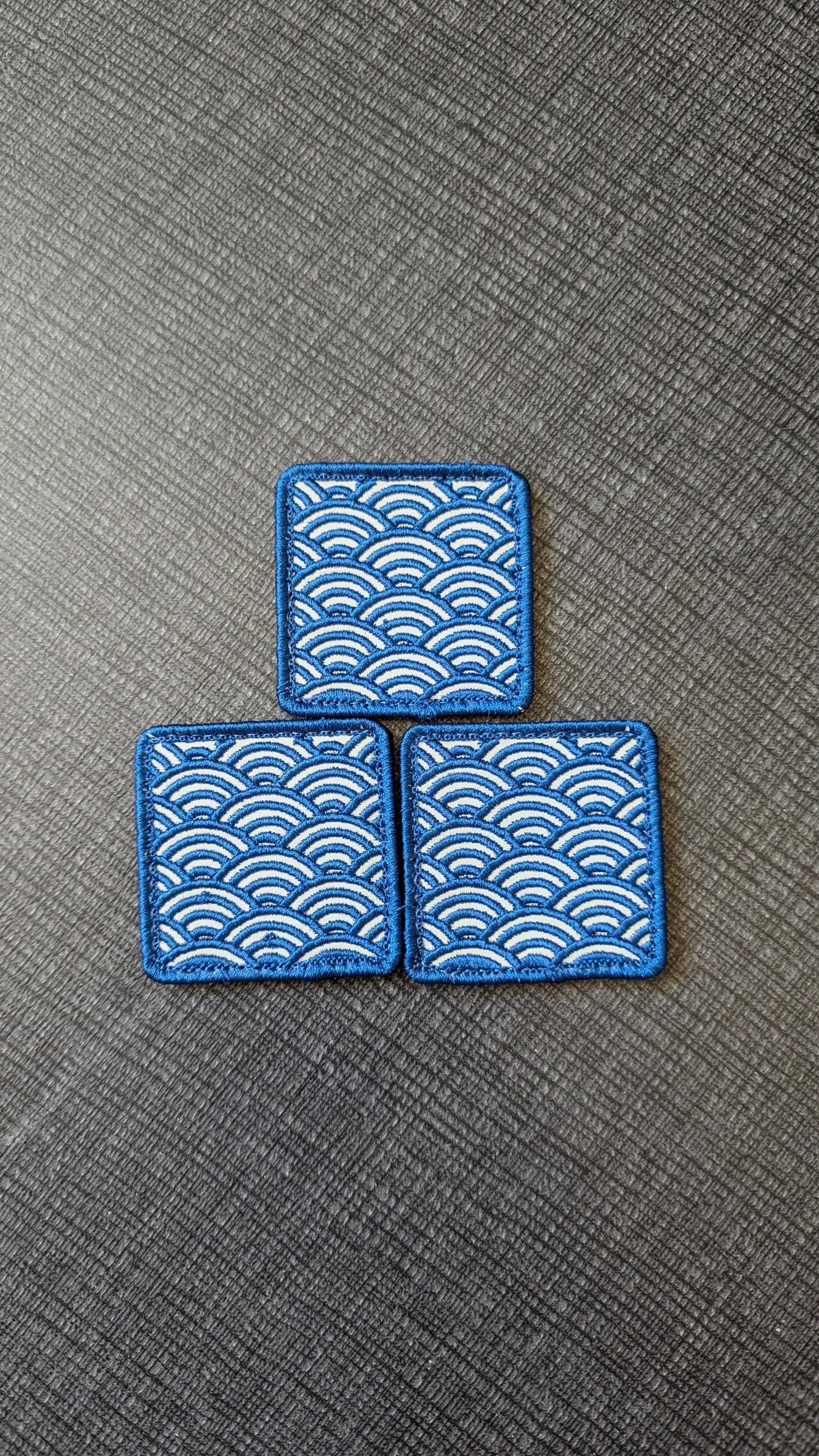 Seighaiha Japanese Waves Pattern morale Patch REFLECTIVE tactical 2x2 square hook loop fastener for Evergoods backpacks pouches sling bags