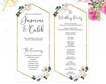 Editable  Wedding Program Template, Printable Ceremony Template, Corjl, Printable Wedding Program, Ceremony Program, Boho Wedding, tropical