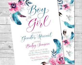 gender reveal invitation boy or girl gender reveal pink or etsy