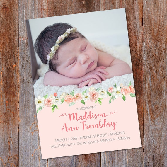 birth announcement cards etsy