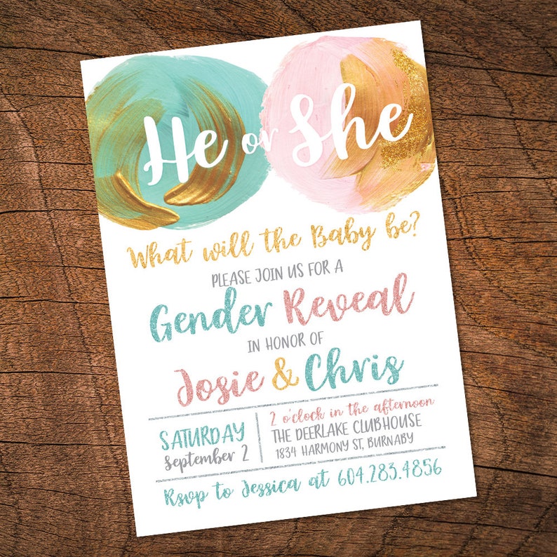 Mint and Peach Gender Reveal invitation Gender Reveal ideas Etsy