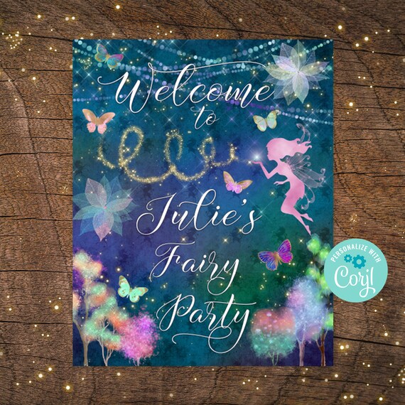 Enchanted Forest Party Fairy Birthday Sign Fairy Party Etsy