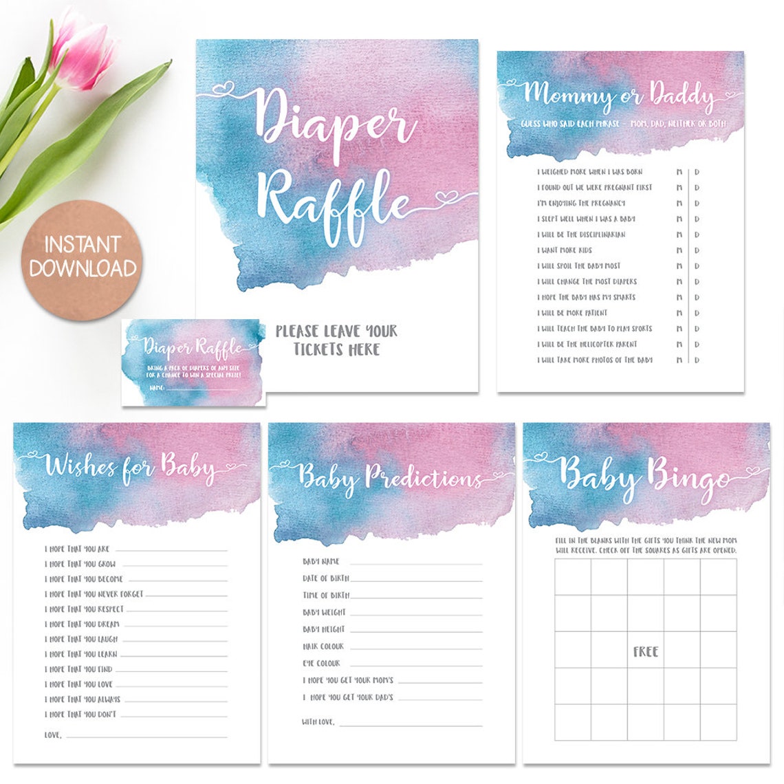 Gender Neutral Baby Shower Invitation Pink and Blue Baby Etsy Canada