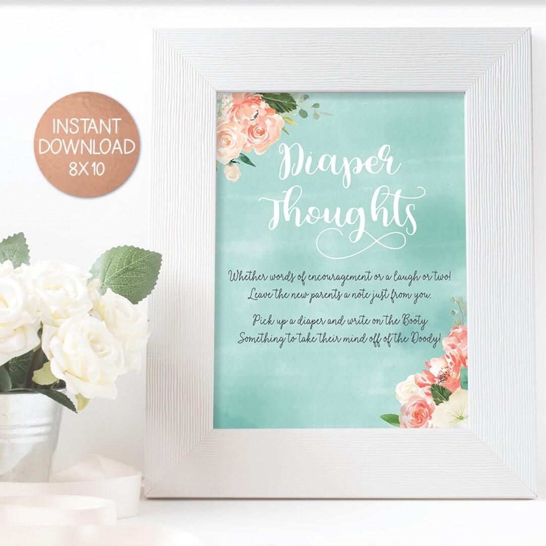 Diaper Text Diaper Thoughts Sign Printable, Late Night Diapers Sign, Baby Shower ...