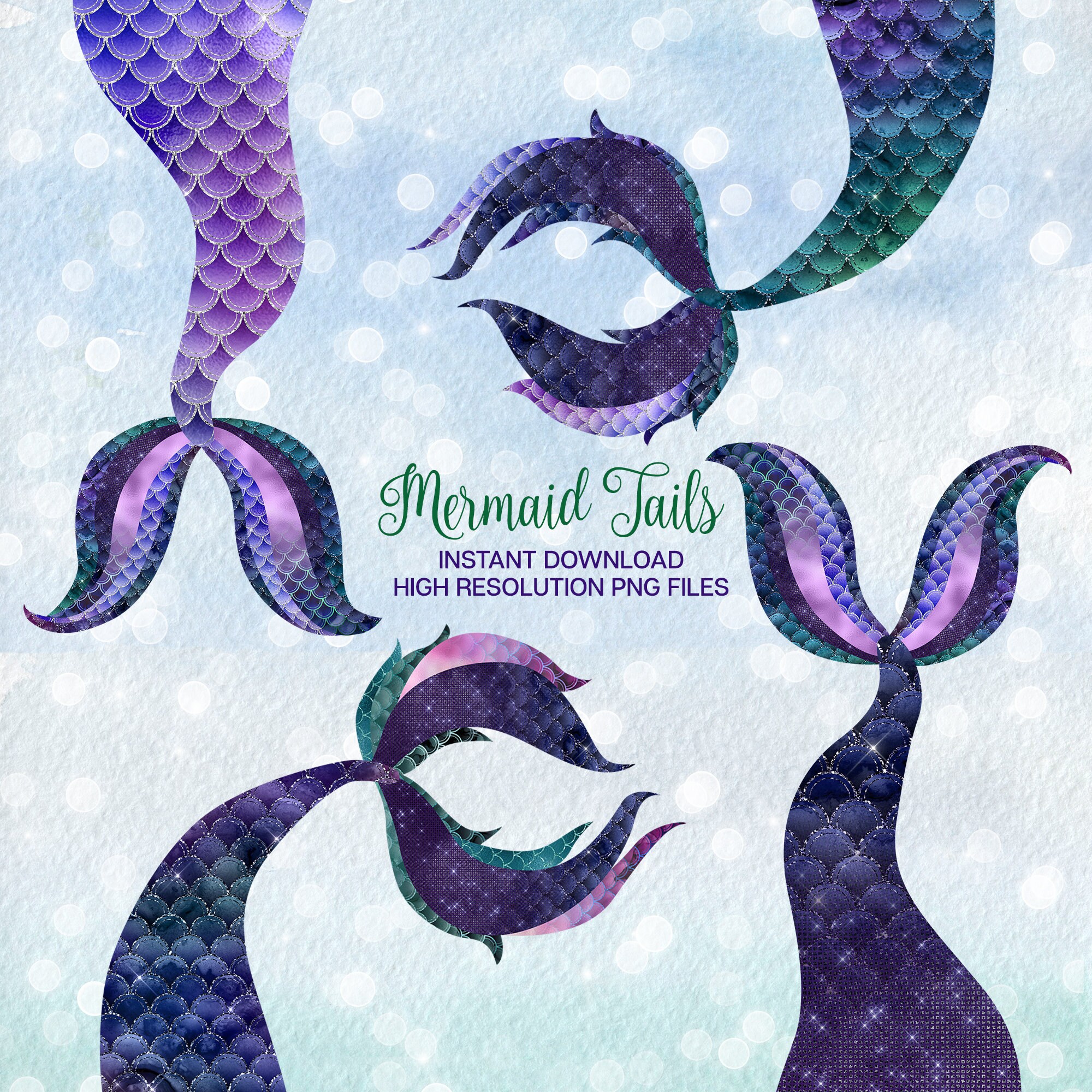 Purple Mermaid Tail Clipart Purple Mermaid Scales Mermaid - Etsy