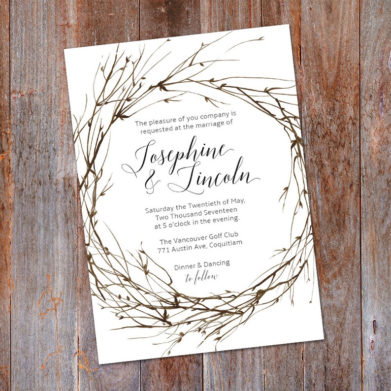 Woodsy Wedding Invitation Rustic Wedding Invitation Outdoor - Etsy