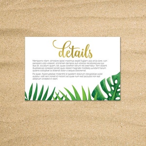Destination Wedding Invitation, Tropical Wedding invitation, Beach Wedding, Tropical Palm Leaves, Hawaii Wedding, Printable Invitation image 6