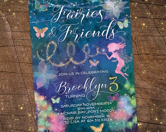 Enchanted Forest invitation, Fairy Birthday Invitation, Fairy garden Party, Fairy Invitation, Enchanted Birthday, Fairies and Friends,