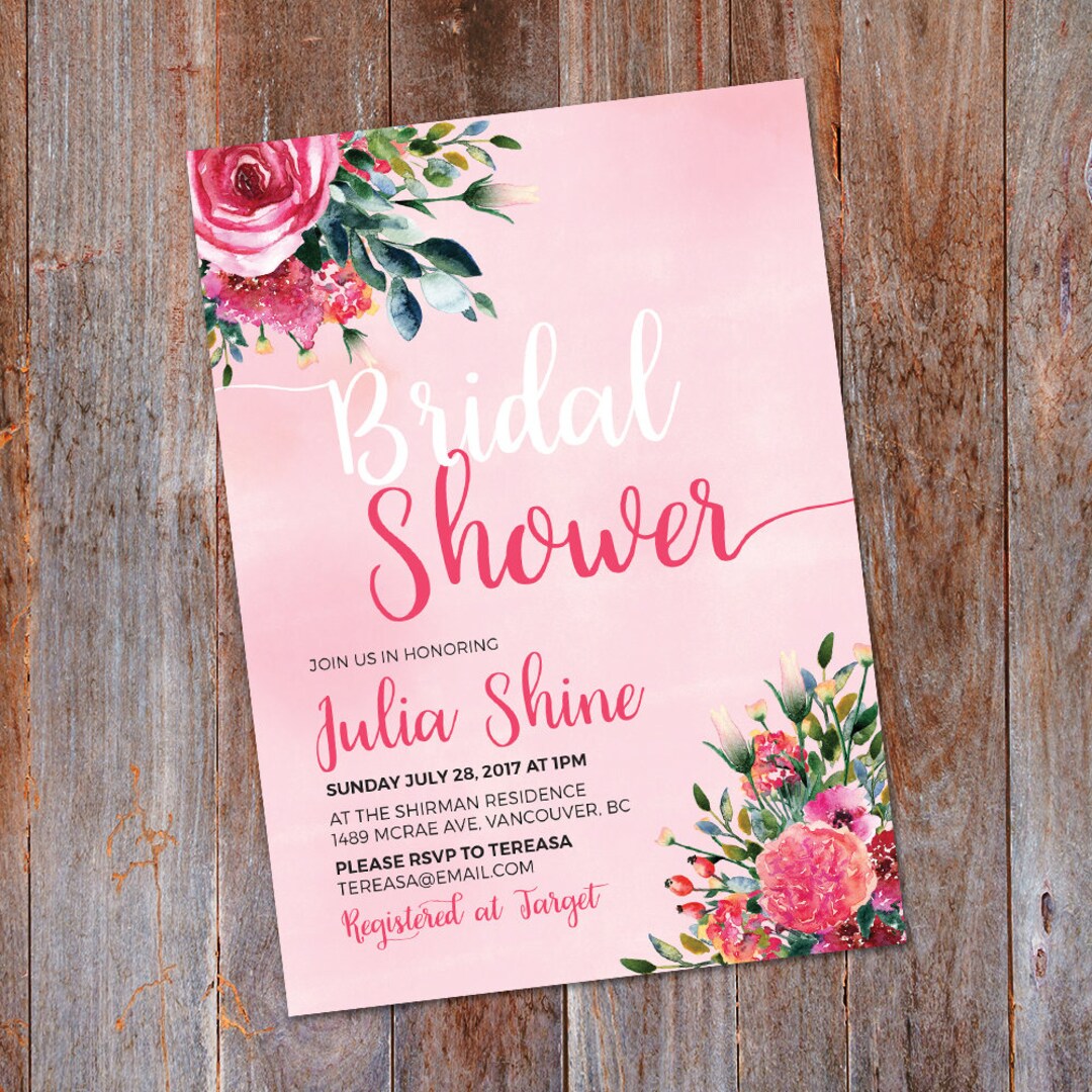 Floral Bridal Shower Invitation Bridal Shower Invite Etsy