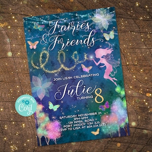 Enchanted Forest invitation, Fairy Birthday Invitation, Fairy garden Party, Fairy Invitation, Enchanted Birthday, Fairies and Friends, corjl image 1