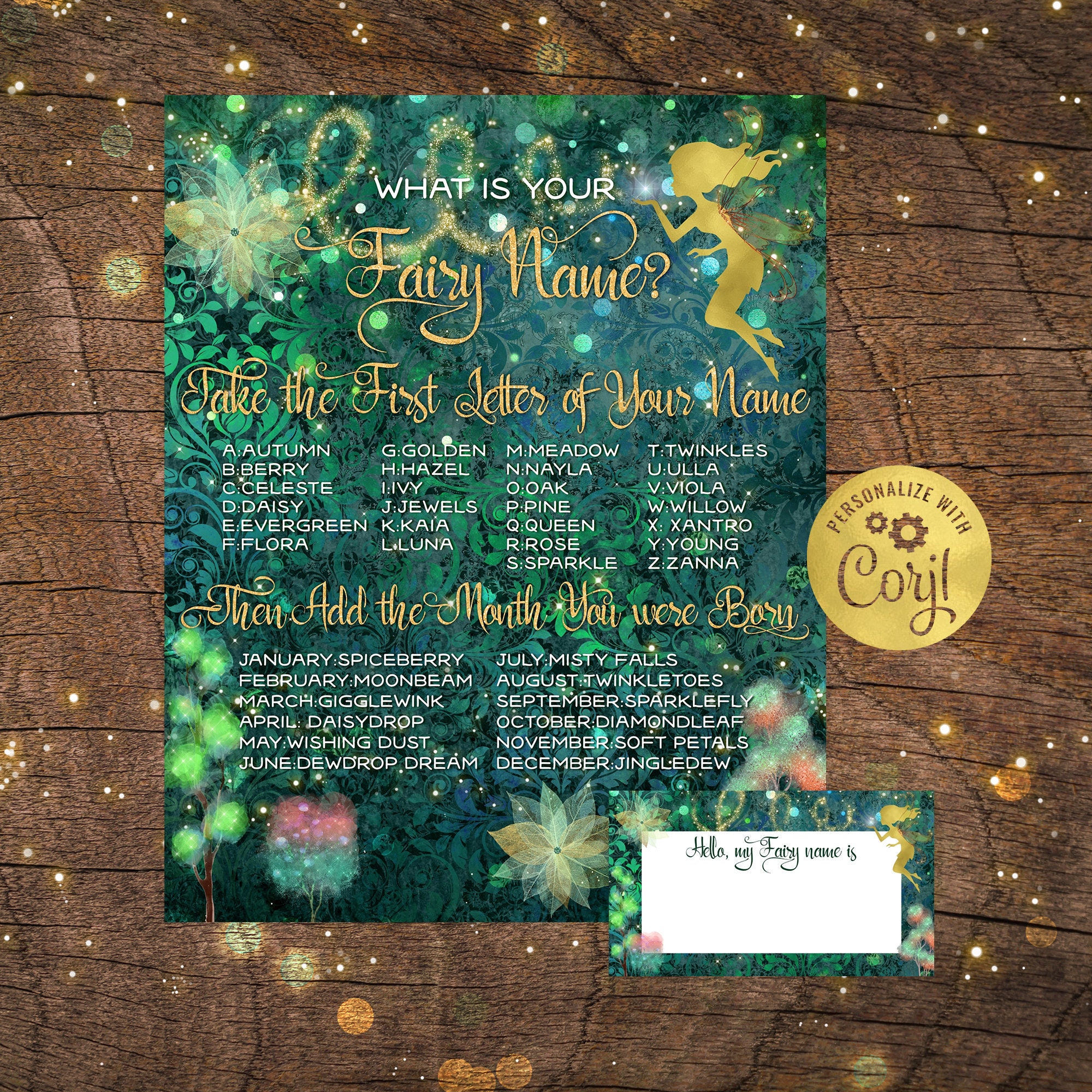 What Is Your Fairy Name Enchanted Birthday Sign Fairy Games Etsy
