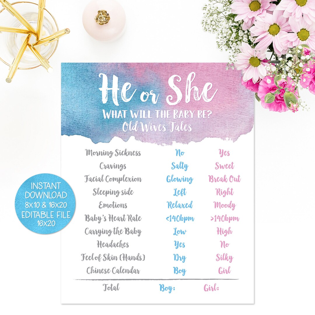 Old Wives Tales Poster Gender Reveal Poster Gender Reveal - Etsy