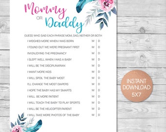 Boho Baby Shower Games, Mommy or Daddy game, Mom or dad quiz, Who Said it Game, Mom or Dad Game, Guessing Game, He Said She Said Quiz