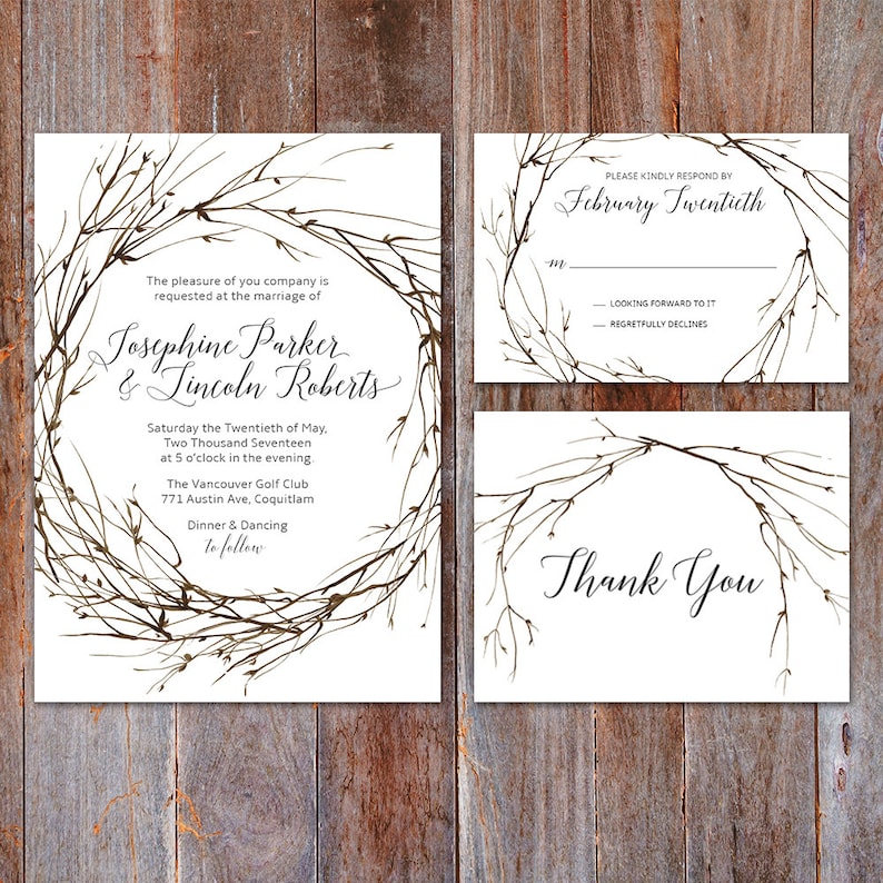 Woodsy Wedding Invitation Rustic Wedding Invitation Outdoor - Etsy
