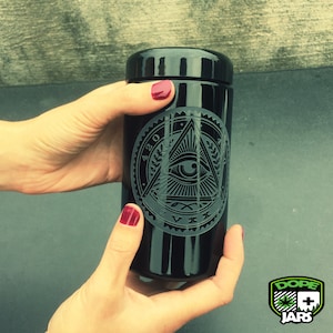 Dope Jars - 500ml Herb Storage, Stash Jar - with Dope Designs Deep Etched (Eye)