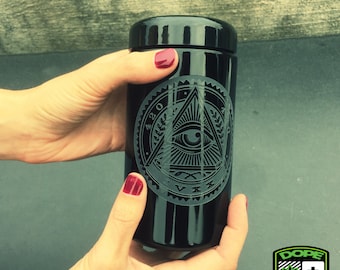 Dope Jars - 500ml Herb Storage, Stash Jar - with Dope Designs Deep Etched (Eye)