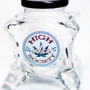 Dope Jars - Footed Glass Herb Storage, Stash Jar, fits about an ounce of bud (Indica)