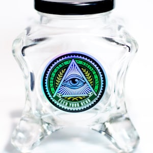 Dope Jars - Footed Glass Herb Storage, Stash Jar, fits about an ounce of bud (Eye)