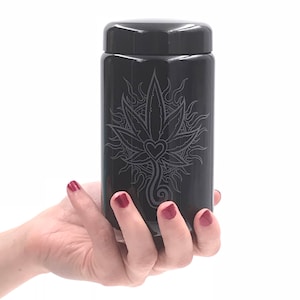 Dope Jars - 400ml Herb Storage, Stash Jar - with Heart Leaf Deep Etched