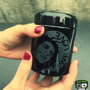 Dope Jars - 250ml Herb Storage, Stash Jar - with Dope Designs Deep Etched (One Love)