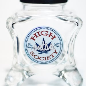 Dope Jars - Footed Glass Herb Storage, Stash Jar, fits about an ounce of bud (Sativa)